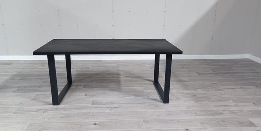 DUS-APM-37498 Grade-BC Dusk Harper Chevron 6-8 Seater Dining Table - Black RRP £449