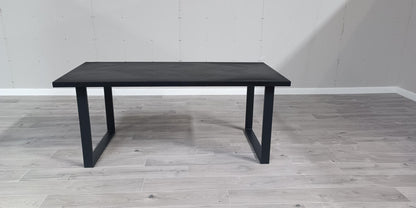 DUS-APM-37498 Grade-BC Dusk Harper Chevron 6-8 Seater Dining Table - Black RRP £449