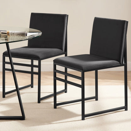 DUS-APM-58787 Grade-B Dusk Rae Set Of 2 Dining Chairs - Velvet - Charcoal RRP £249