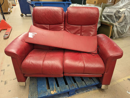 STR-NOR-00134 Grade-BER Stressless Breeze 2-Seat Sofa Dual Leg Comfort in Cherry Paloma Leather RRP £4639