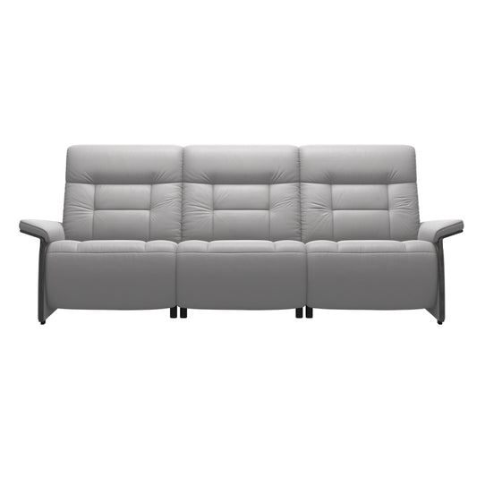 STR-NOR-00137 Grade-BER-DOA Stressless Mary Wood 3-Seat Sofa Dual Power in Silver Cloud Cori Leather RRP £7709