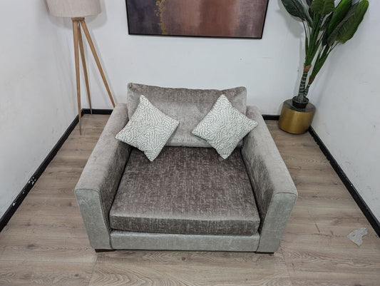 SOF-CHA-00644 Grade-B Sofology Majestica Plain Truffle Mix Armchair Lovest,Ft Walnut Walnut Feet RRP £719