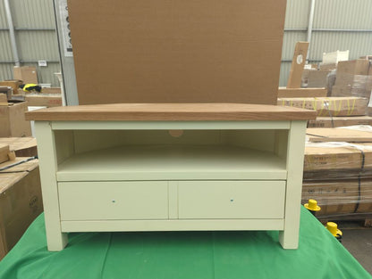 ROS-OUT-00389 Grade-C1 Roseland Furniture Farrow Cream Corner Tv Stand RRP £169.95
