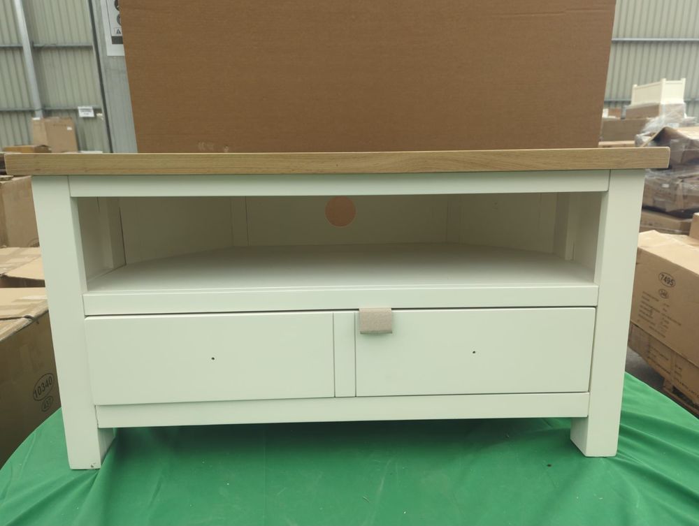 ROS-OUT-00304 Grade-C1 Roseland Furniture Farro Two Tone Corner TV Unit RRP £164.95