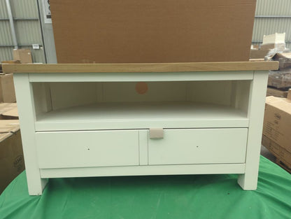 ROS-OUT-00304 Grade-C1 Roseland Furniture Farro Two Tone Corner TV Unit RRP £164.95