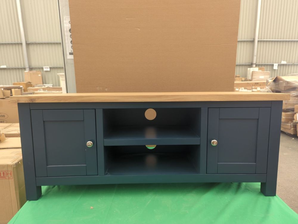 ROS-OUT-00264 Grade-C1 Roseland Furniture Farrow Navy Painted Large Tv Unit RRP £234.95