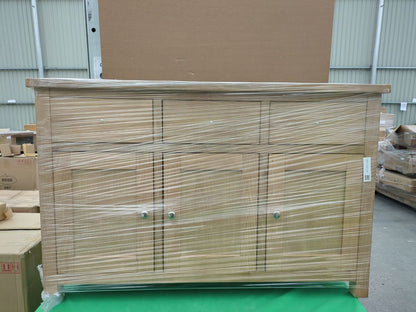 ROS-OUT-00265 Grade-C1 Roseland Furniture Farrow Washed Oak Large Sideboard RRP £369.95