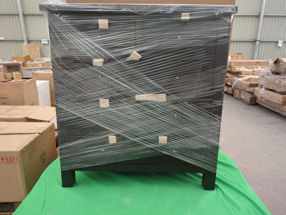 ROS-OUT-00376 Grade-C1 Roseland Furniture Cornish Black Painted 5 Drawer Chest RRP £249.95