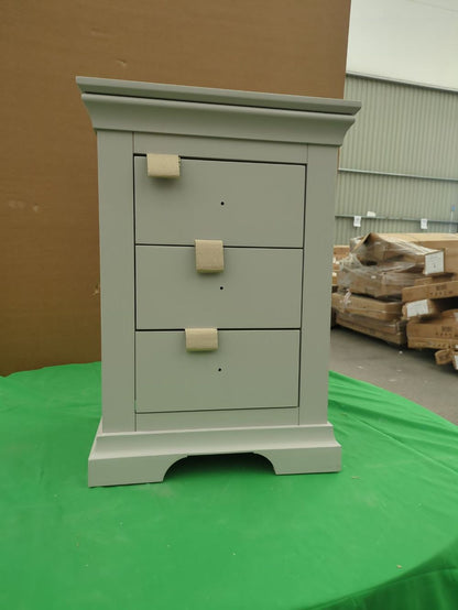 ROS-OUT-00379 Grade-C0 Roseland Furniture Colette 3 Drawer Bedside Table - Grey RRP £139.95
