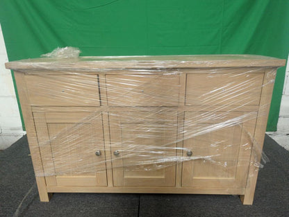 ROS-OUT-00608 Grade-C1 Roseland Furniture Farrow Washed Oak Large Sideboard RRP £369.95