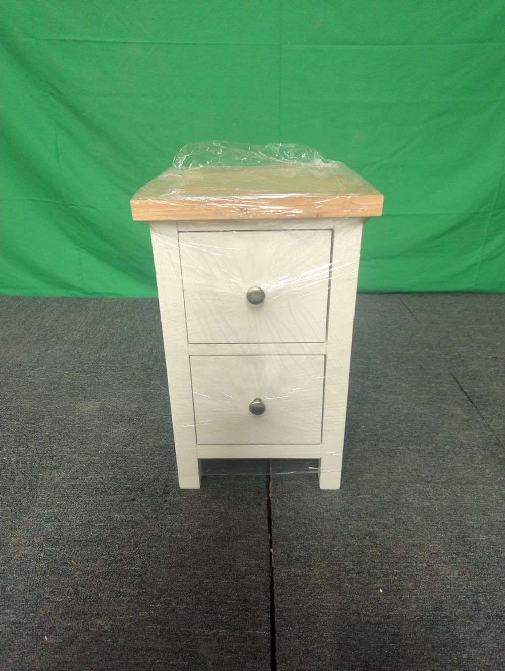 ROS-OUT-00528 Grade-C1 Roseland Furniture Farro Coconut White & Oak Slim Bedside Table RRP £94.95
