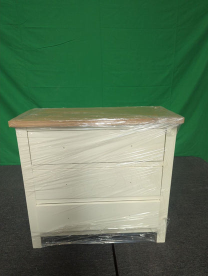ROS-OUT-00558 Grade-C1 Roseland Furniture Farro Coconut White & Oak 3 Drawer Chest RRP £219.95