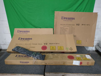 DRE-BED-00128 Grade-C1 Dreams Wilson Upholstered Ottoman Bed Frame Small Double Grey & Woven RRP £599.00