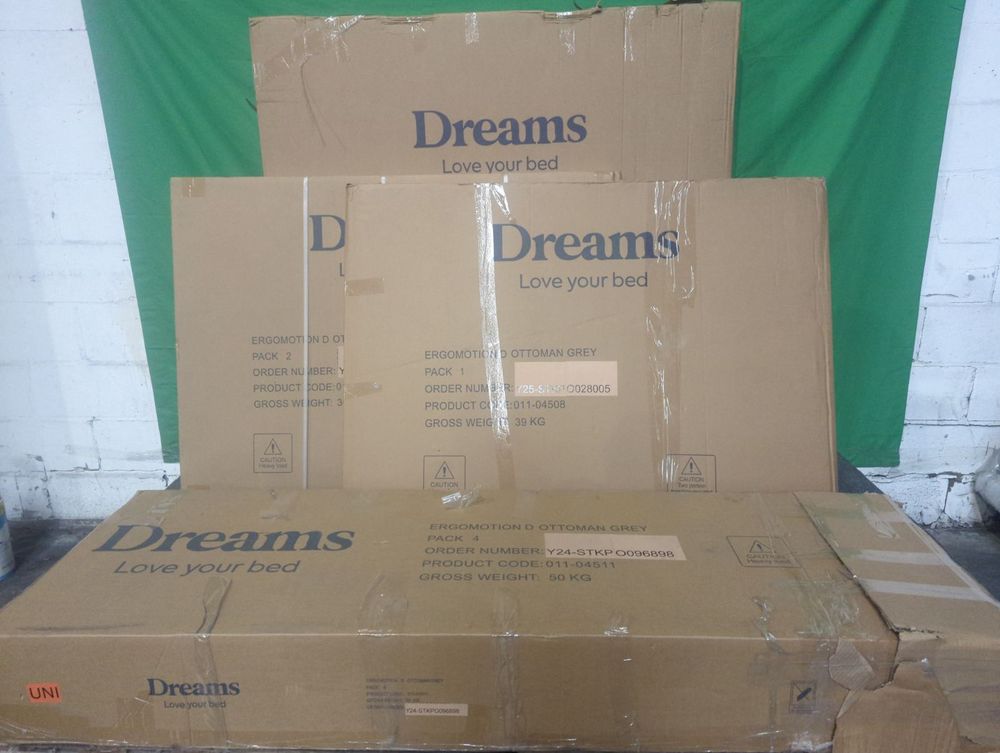 DRE-BED-00125 Grade-C1 Dreams Ergomotion Double Ottoman Grey + Buttoned RRP £1799.00