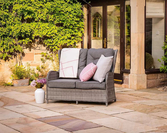 Grade-A Rattan Direct Fiji Grey 2 Seater Outdoor Garden Recliner Sofa RRP £714