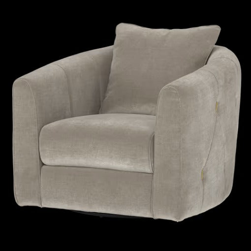 SOF-CHA-00634 Grade-C1 Sofology Kingsbridge Chair Relaxed Chenille Nutmeg Armchair Swivel,Gld Trim RRP £799
