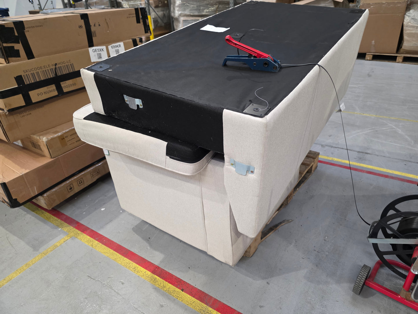 DUS-APM-60704 Grade-BER-DOA Dusk Soho Left Hand Storage Chaise Sofa - Natural RRP £1329