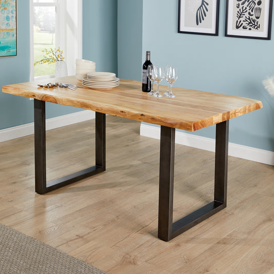 BFW-NEW-00485 NEW Big Furniture Warehouse Live Edge 1.6m 50mm Table with U Legs RRP £400