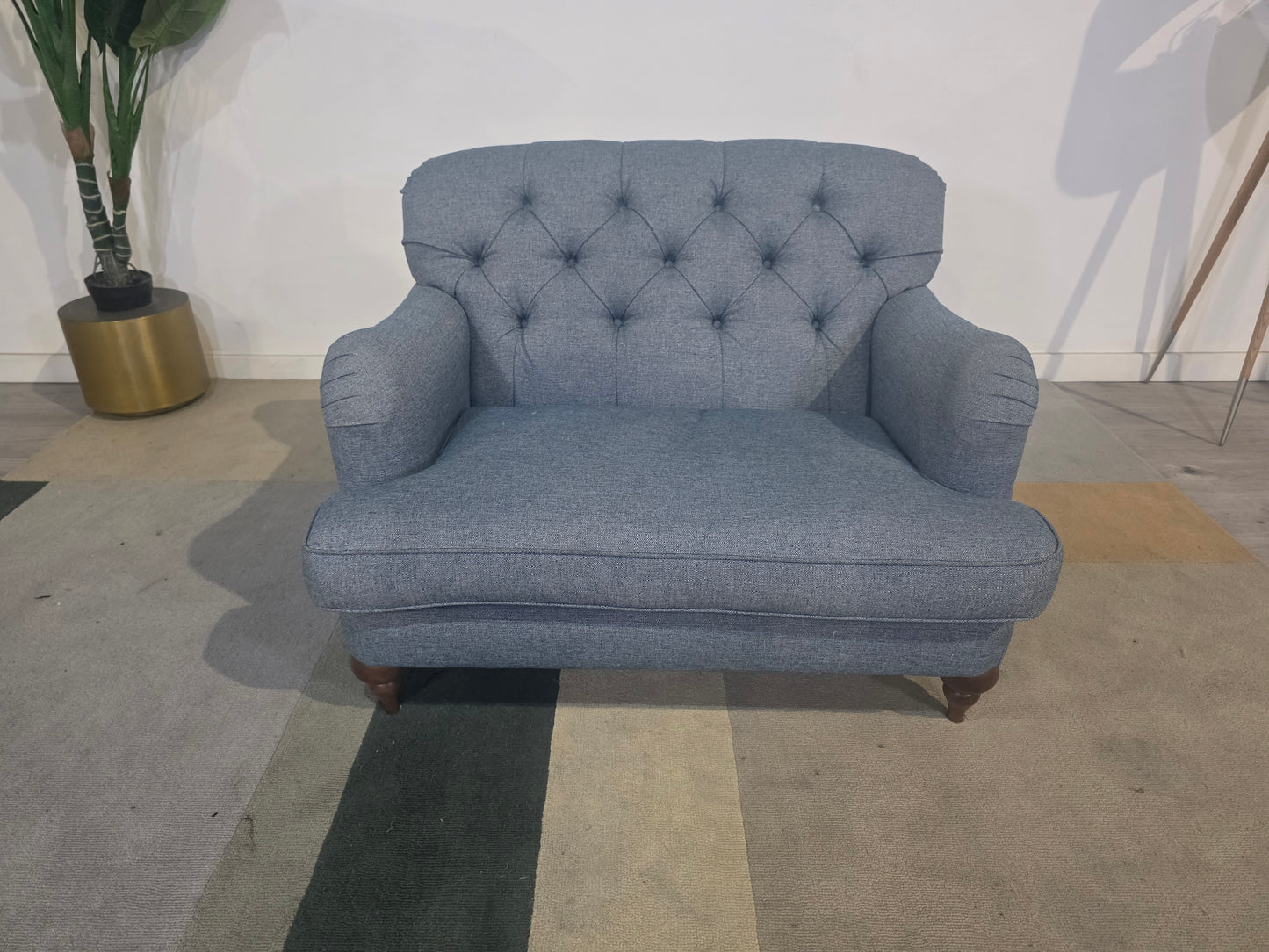 MAS-APM-07178 Grade-C2 Marks & Spencer Rochester Button Loveseat in Duck Aquaclean Weave RRP £999