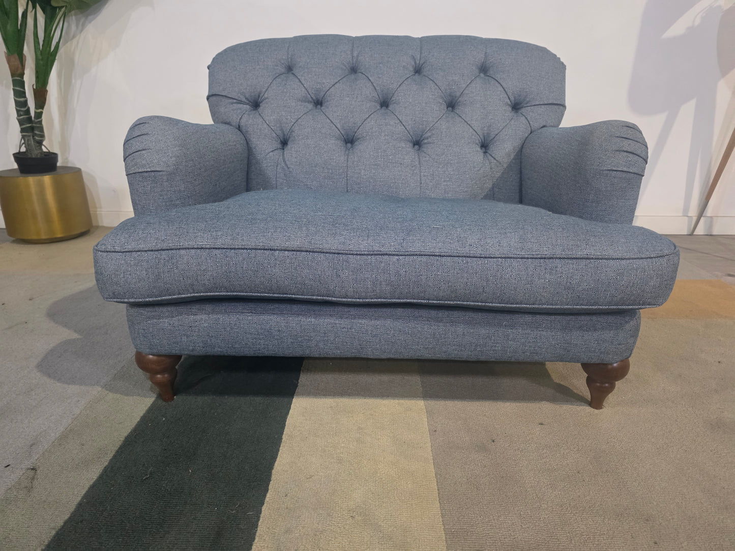 MAS-APM-07178 Grade-C2 Marks & Spencer Rochester Button Loveseat in Duck Aquaclean Weave RRP £999