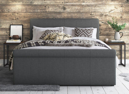 DRE-BED-00128 Grade-C1 Dreams Wilson Upholstered Ottoman Bed Frame Small Double Grey & Woven RRP £599.00