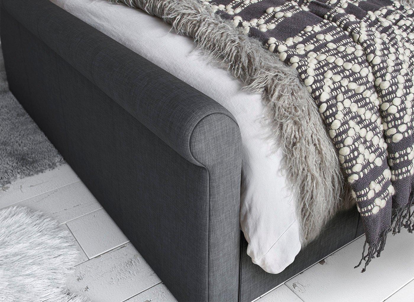 DRE-BED-00128 Grade-C1 Dreams Wilson Upholstered Ottoman Bed Frame Small Double Grey & Woven RRP £599.00