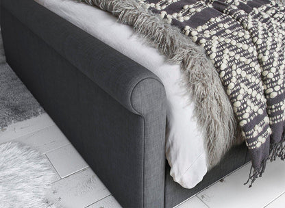 DRE-BED-00128 Grade-C1 Dreams Wilson Upholstered Ottoman Bed Frame Small Double Grey & Woven RRP £599.00