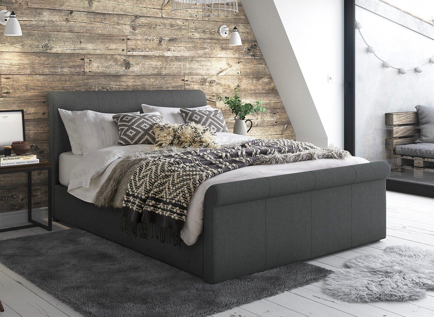 DRE-BED-00128 Grade-C1 Dreams Wilson Upholstered Ottoman Bed Frame Small Double Grey & Woven RRP £599.00