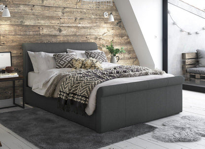 DRE-BED-00128 Grade-C1 Dreams Wilson Upholstered Ottoman Bed Frame Small Double Grey & Woven RRP £599.00