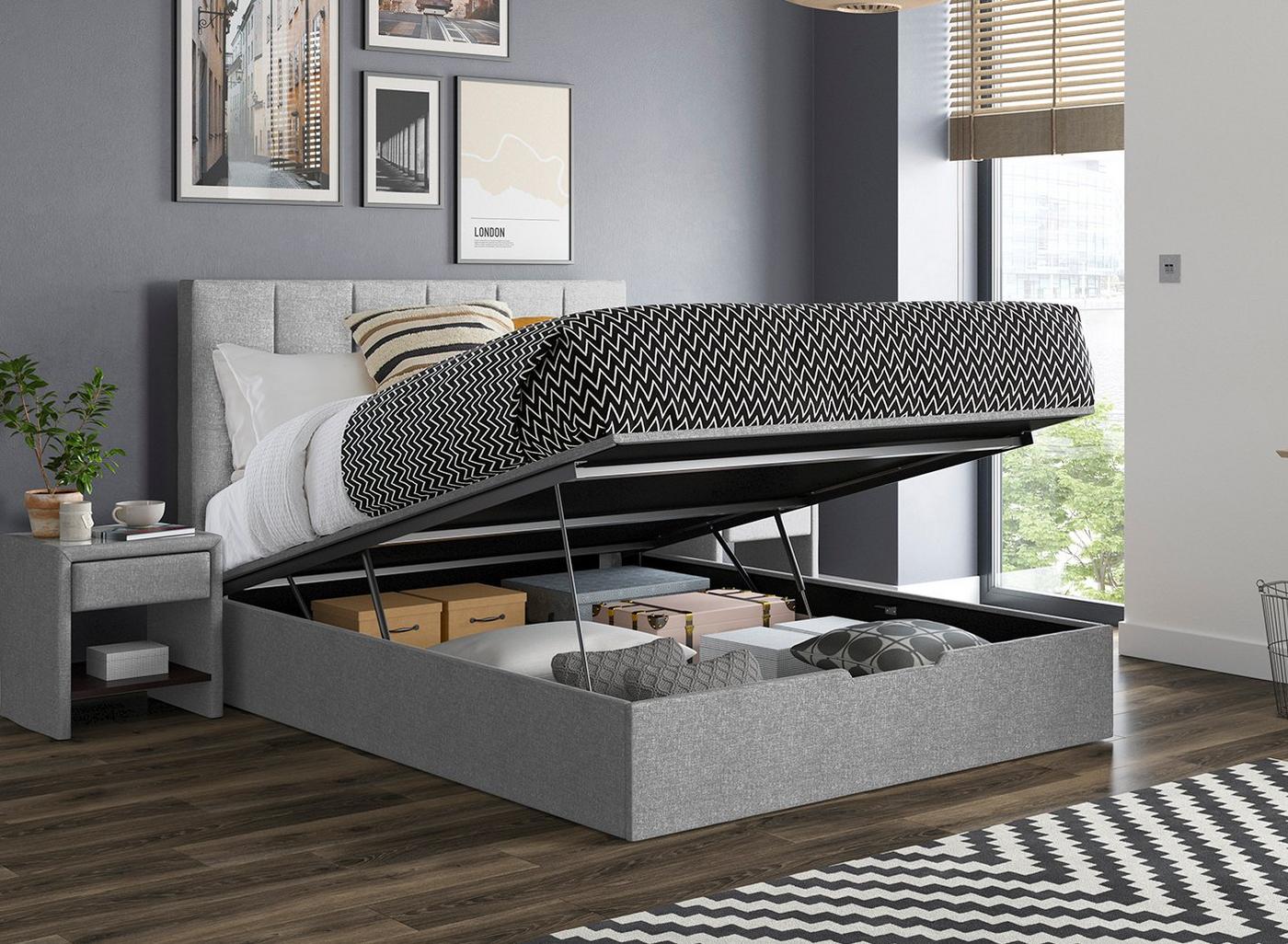 DRE-BED-00134 Grade-C1 Dreams Ealing King Size Ottoman Bed – Silver RRP £599.00
