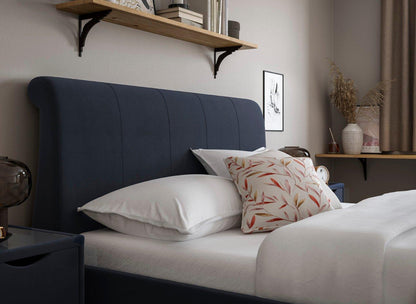 DRE-BED-00136 Grade-C1 Dreams Lucia Upholstered Bed Frame King Size Navy & Velvet Touch RRP £699.00