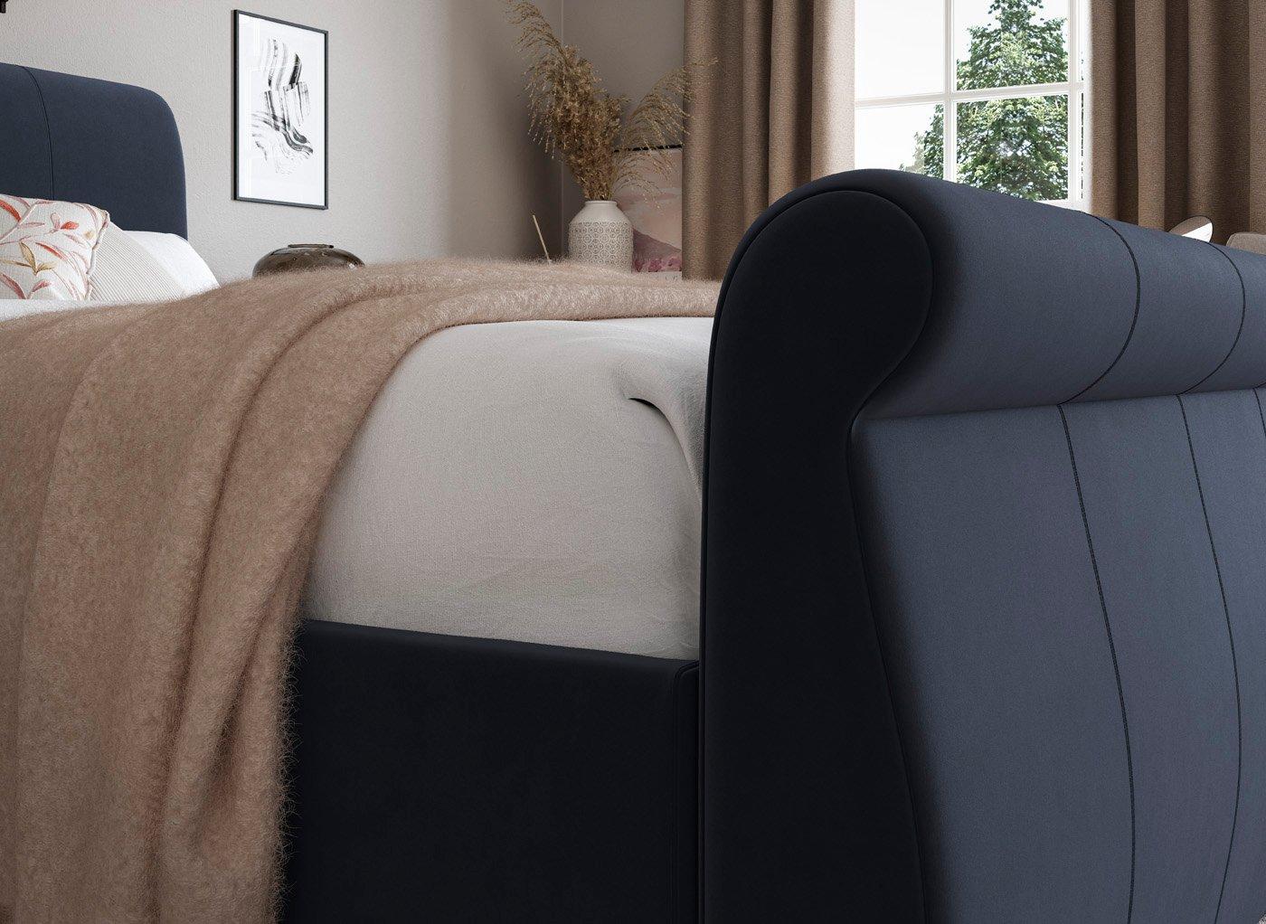 DRE-BED-00136 Grade-C1 Dreams Lucia Upholstered Bed Frame King Size Navy & Velvet Touch RRP £699.00