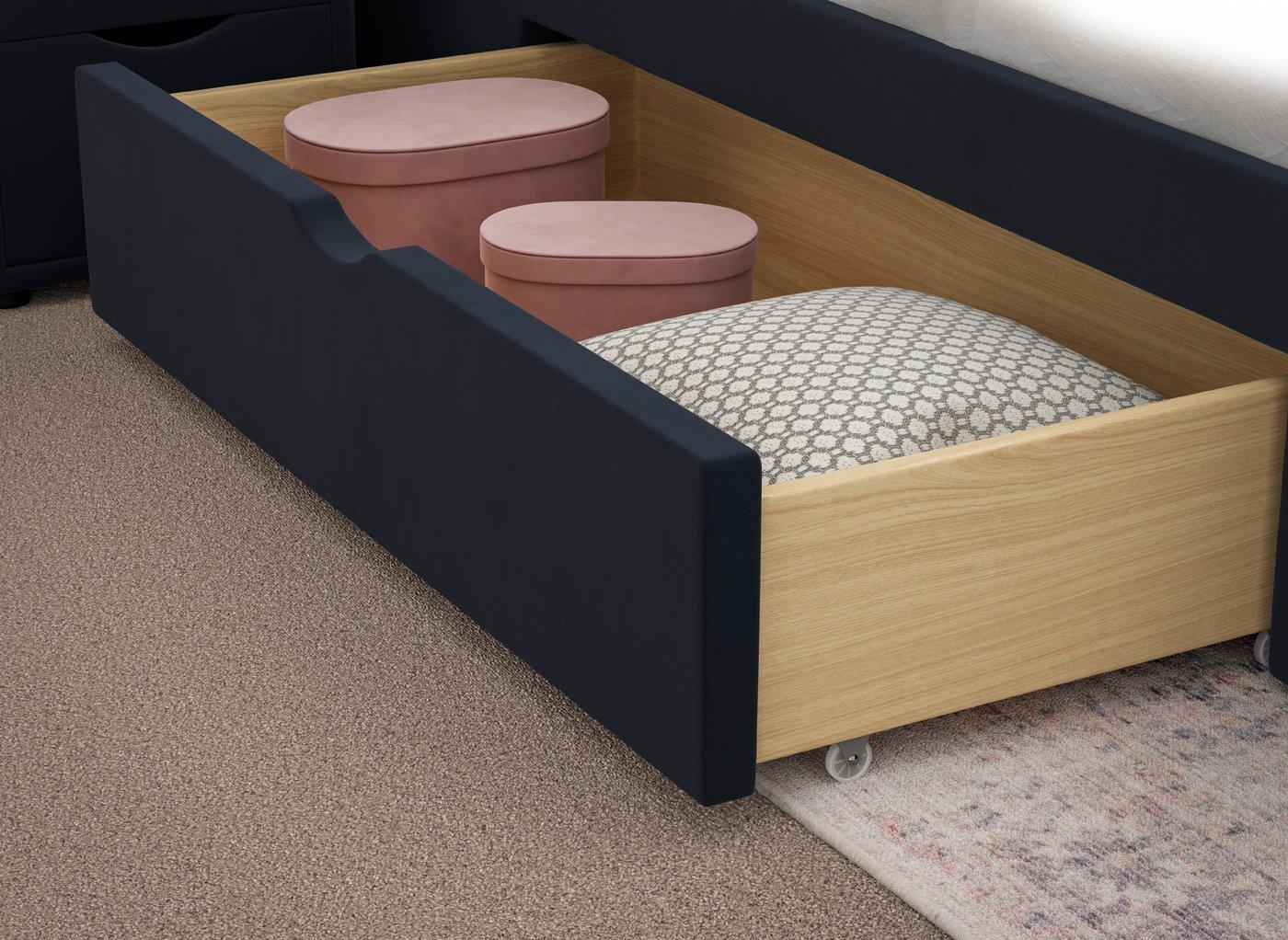 DRE-BED-00136 Grade-C1 Dreams Lucia Upholstered Bed Frame King Size Navy & Velvet Touch RRP £699.00