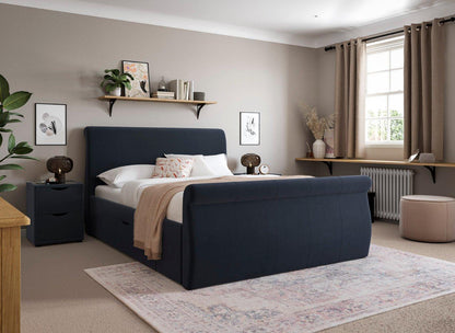 DRE-BED-00136 Grade-C1 Dreams Lucia Upholstered Bed Frame King Size Navy & Velvet Touch RRP £699.00