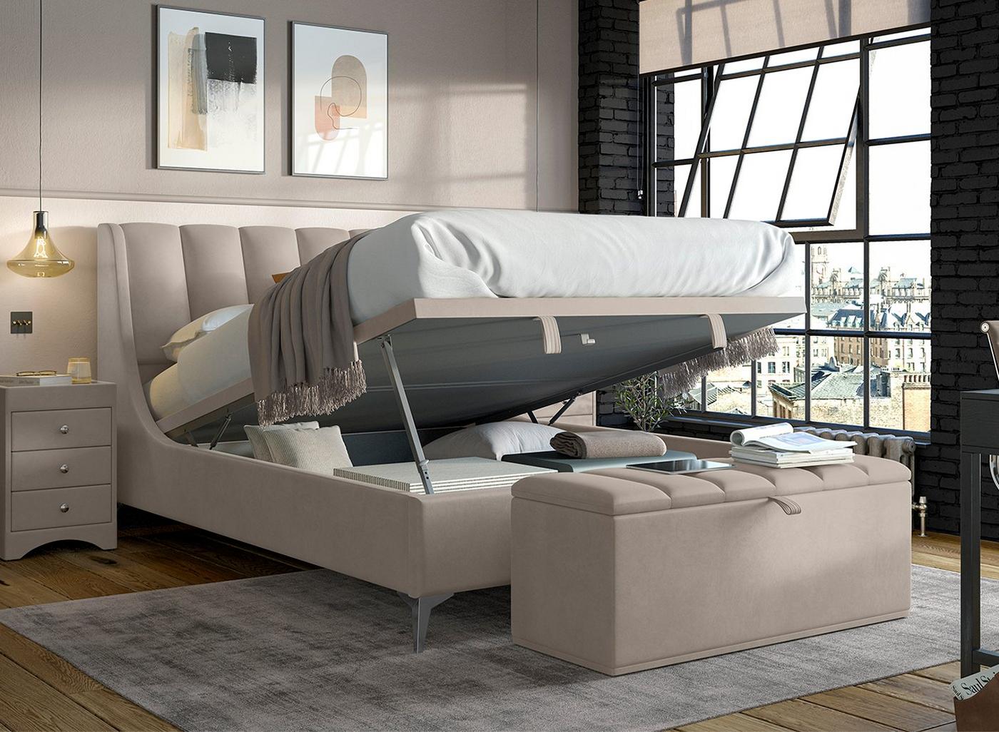 DRE-BED-00115 Grade-C1 Dreams Enzo Super King Size Ottoman Bed – Stone RRP £1199.00