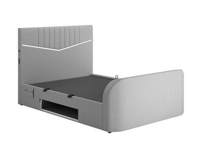 DRE-BED-00130 Grade-C1 Dreams Quantum Upholstered Ottoman TV Bed Frame Small Double Grey RRP £1699.00