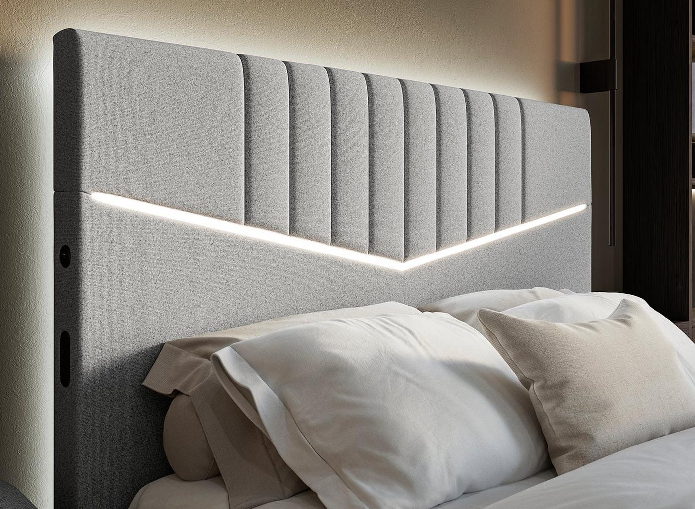 DRE-BED-00130 Grade-C1 Dreams Quantum Upholstered Ottoman TV Bed Frame Small Double Grey RRP £1699.00
