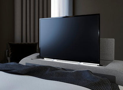 DRE-BED-00130 Grade-C1 Dreams Quantum Upholstered Ottoman TV Bed Frame Small Double Grey RRP £1699.00