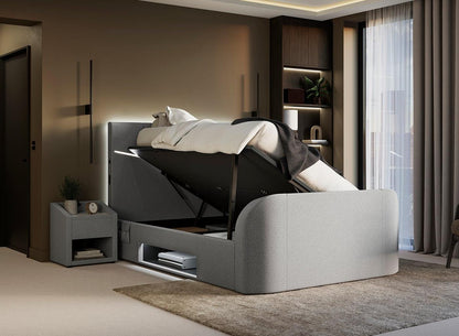DRE-BED-00130 Grade-C1 Dreams Quantum Upholstered Ottoman TV Bed Frame Small Double Grey RRP £1699.00