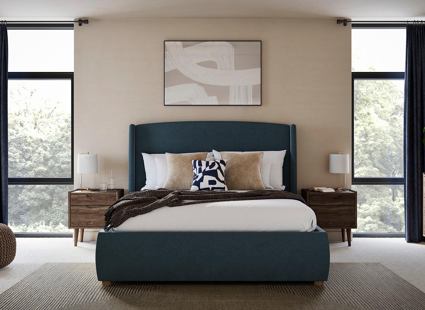 DRE-BED-00123 Grade-C3 Dreams TEMPUR® Linford Upholstered Electric Ottoman Bed Frame Double Navy RRP £1199.00