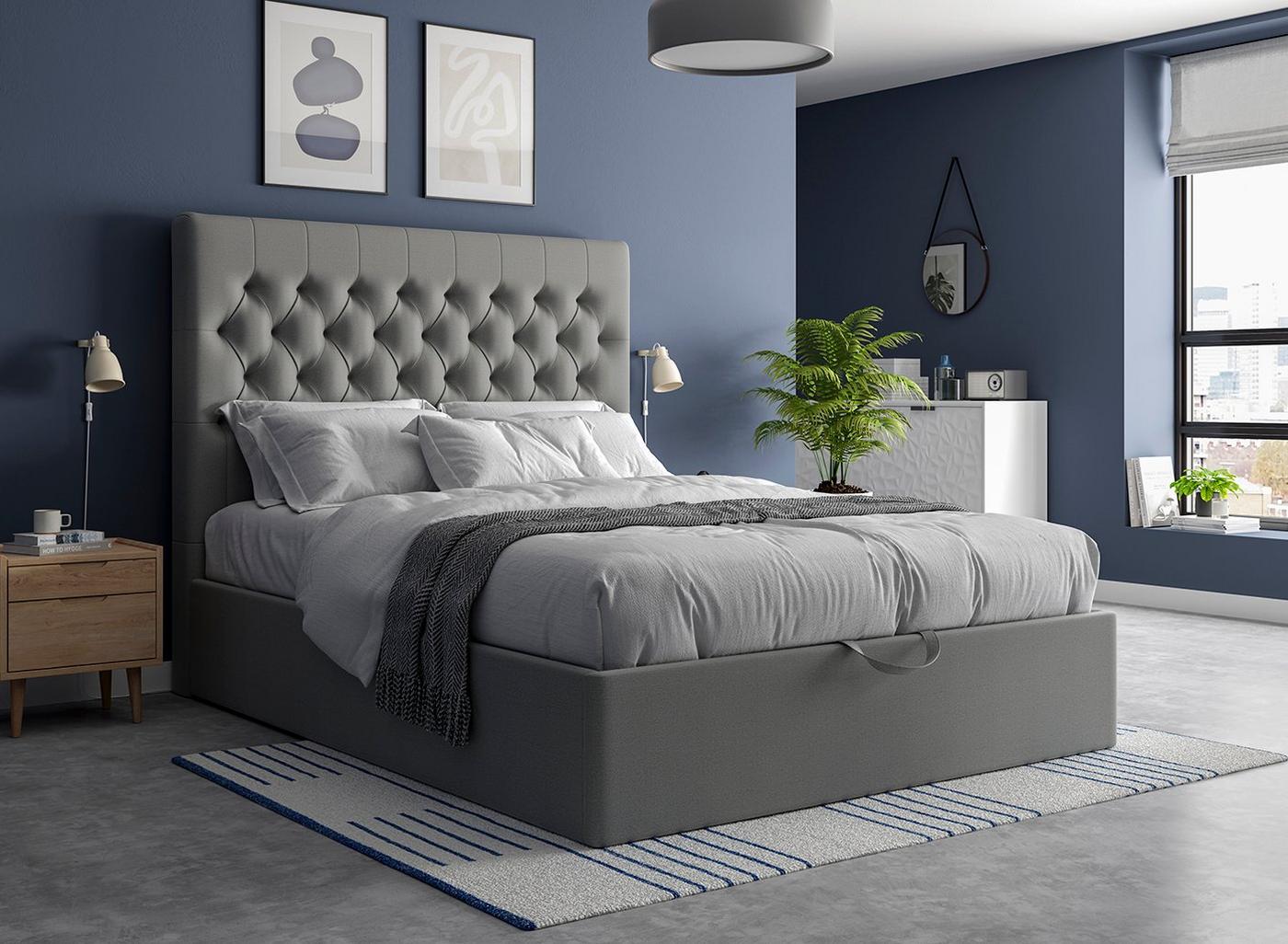DRE-BED-00125 Grade-C1 Dreams Ergomotion Double Ottoman Grey + Buttoned RRP £1799.00
