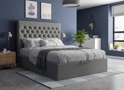 DRE-BED-00125 Grade-C1 Dreams Ergomotion Double Ottoman Grey + Buttoned RRP £1799.00