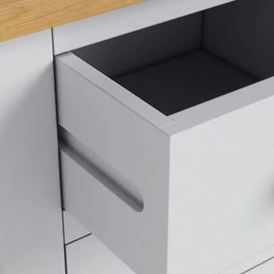 ROS-OUT-00535 Grade-C1 Roseland Furniture Duchy Grey & Oak 2 Drawer Bedside Table RRP £109.95