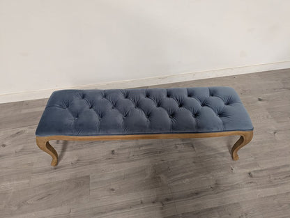 DRE-FUR-00176 Grade-B Dreams Dreams Sienna Beau Bench Blue velvet RRP £499 RRP £499.00