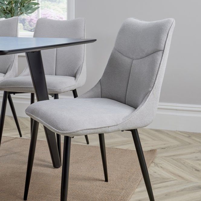 BFW-GOL-00896 Grade-B Big Furniture Warehouse Odette Pair Dining Chairs Grey RRP £100