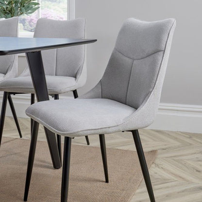 BFW-GOL-00896 Grade-B Big Furniture Warehouse Odette Pair Dining Chairs Grey RRP £100