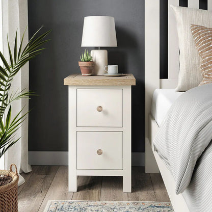 ROS-OUT-00489 Grade-C1 Roseland Furniture Farro Coconut White & Oak Slim Bedside Table RRP £94.95