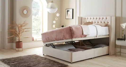 DFS-HO2-03400 Grade-B DFS Aldridge Super King Size Ottoman Bedframe Opulence Velvet Granite RRP £2599