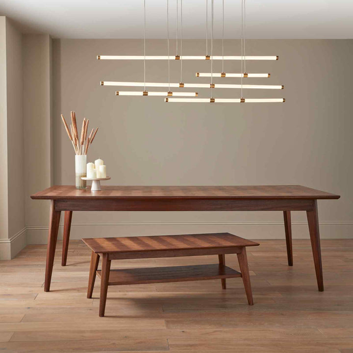 FIS-APM-00328 Grade-C3 Fishe & Lilly Mid Century Modern Parquet 6 Seater Dining Table RRP £700