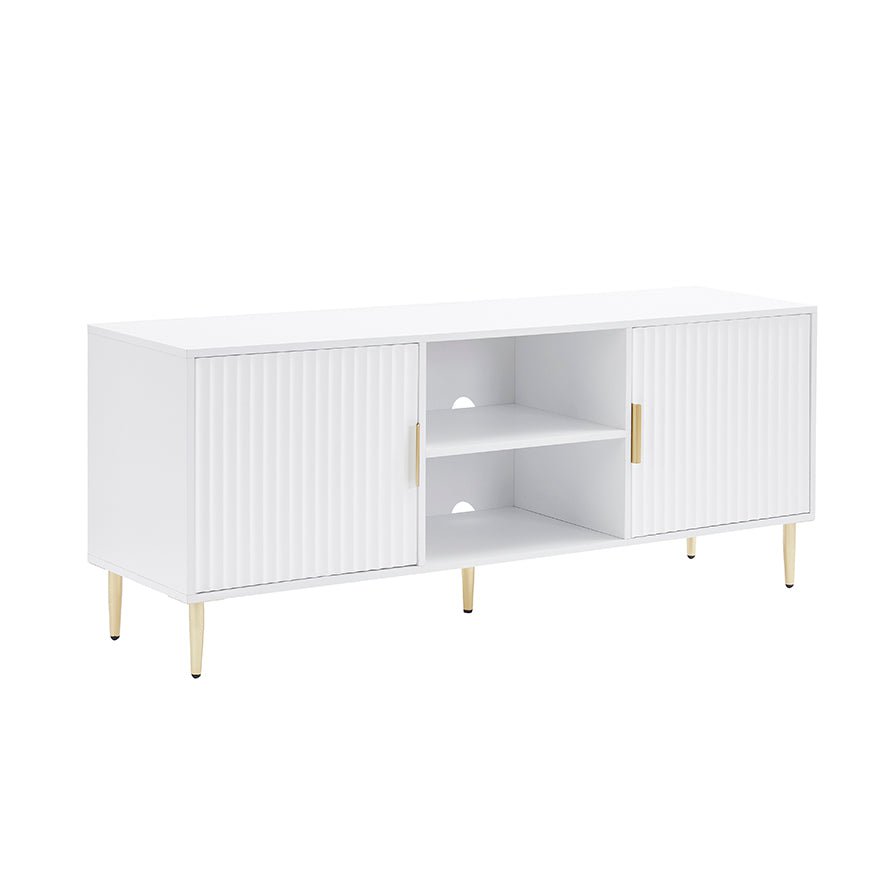 Dusk Evie Matte Warm White & Gold Effect TV Stand